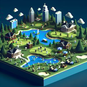 3D voxel art depicting online survey concept on a dark blue background, related to country club membership.
