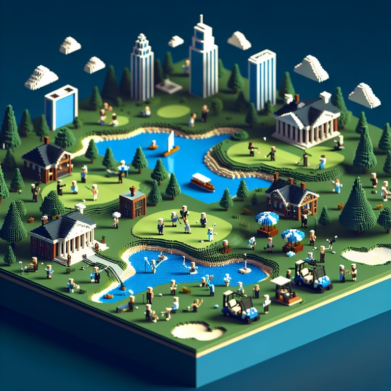 Artistic 3D voxel of a country club membership polling interface