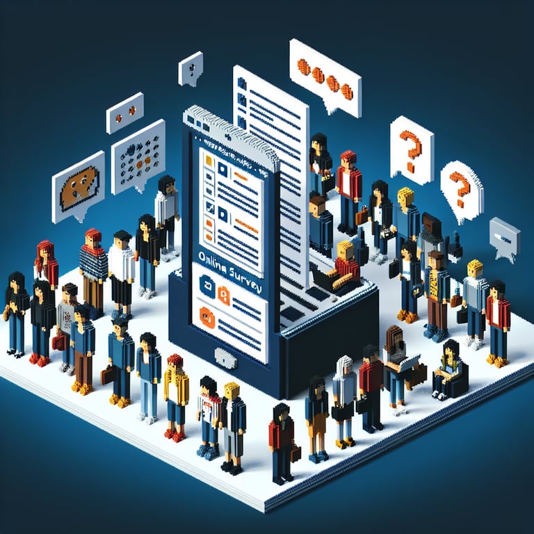 Creative 3D voxel illustration of diversity and inclusion survey