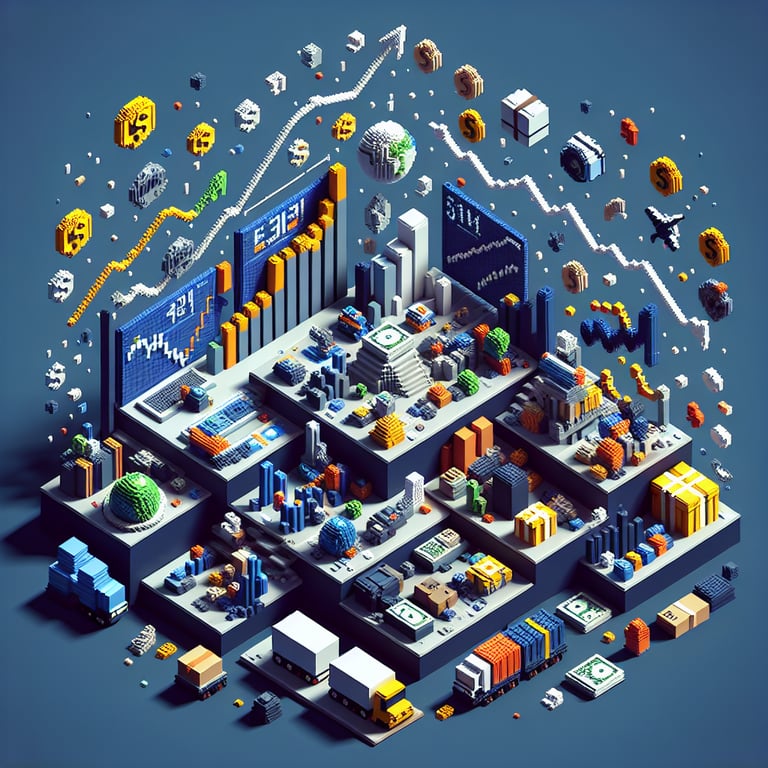 Illustration depicting decoding economic topics through survey questions for business implications.