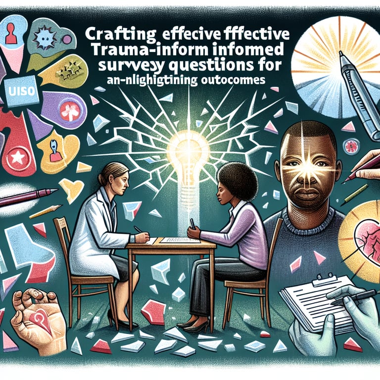 Illustration depicting the process of crafting effective Trauma Informed survey questions.