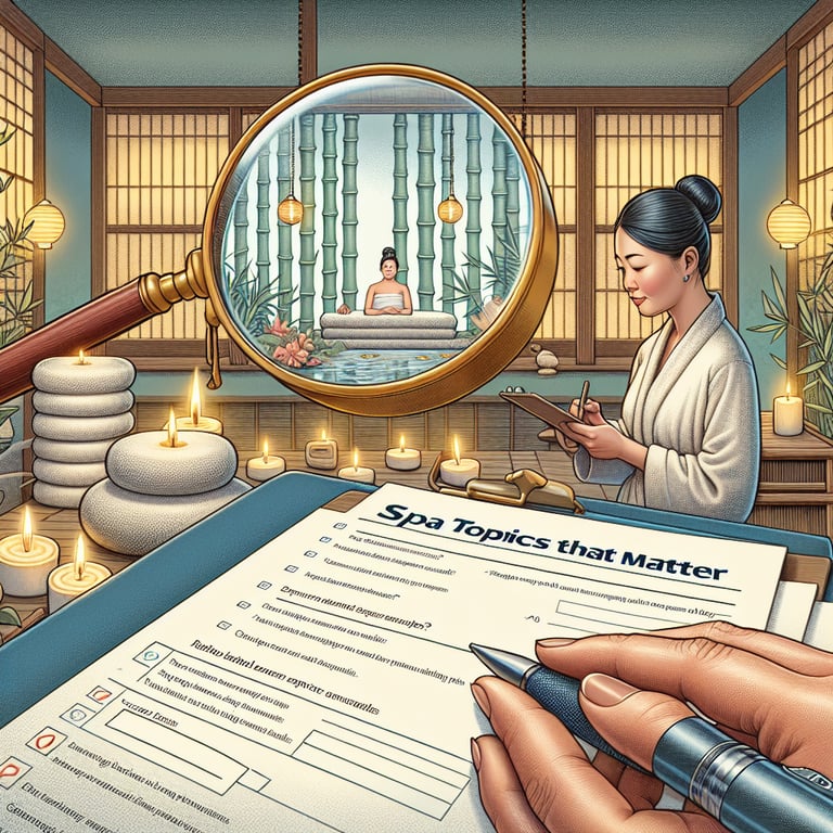 Illustration highlighting important spa survey questions in the context of spa industry research.