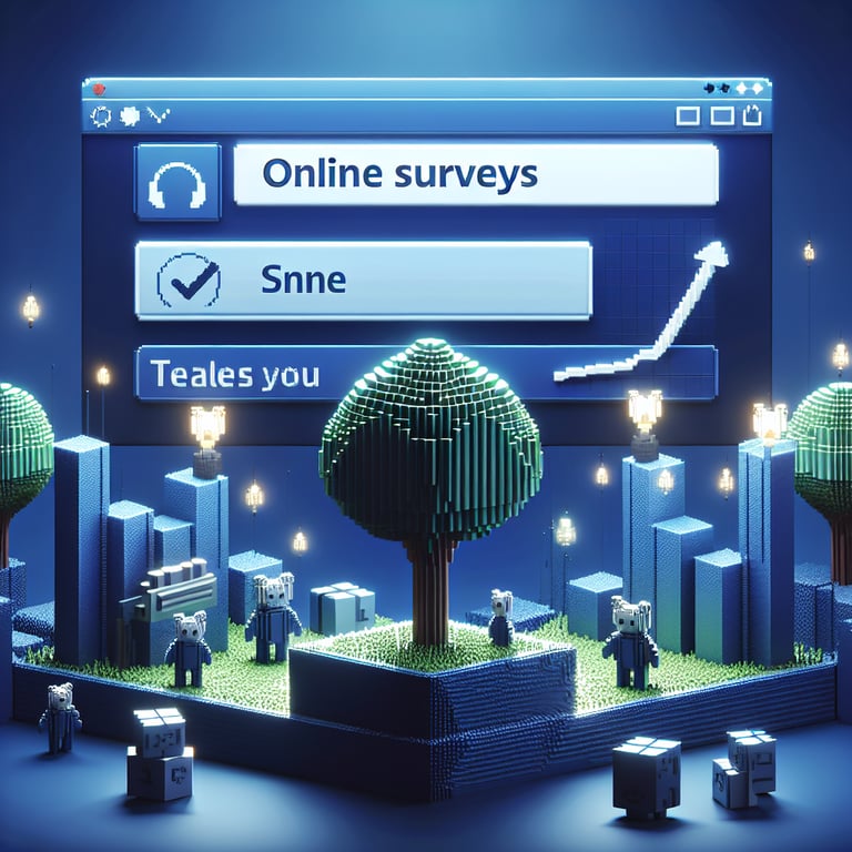 3D voxel illustration of digital resource tracking and survey creation