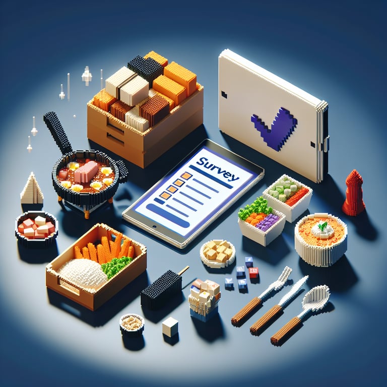 Artistic 3D voxel of a food catering survey workflow