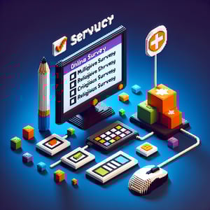 3D voxel art depicting online 