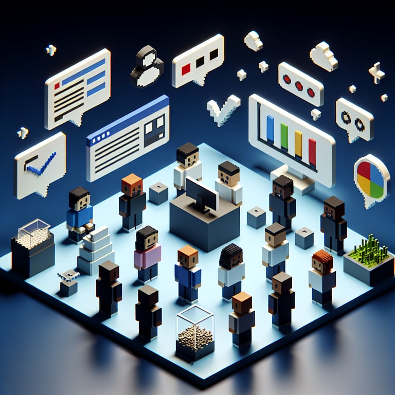 Artistic 3D voxel of a survey capturing customer satisfaction voices