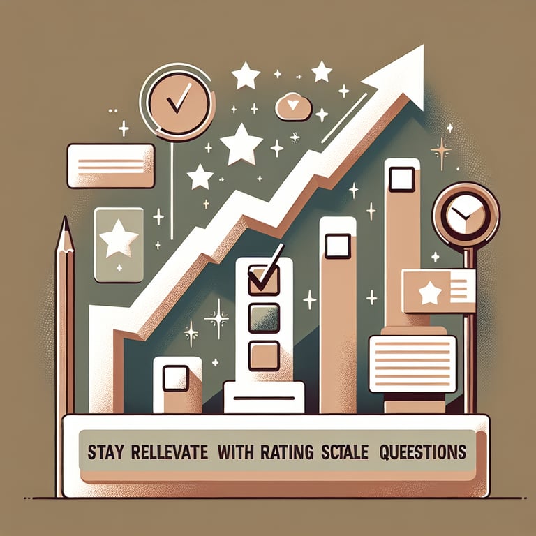 Illustration demonstrating the use of Rating Scale Survey questions for maintaining relevance.