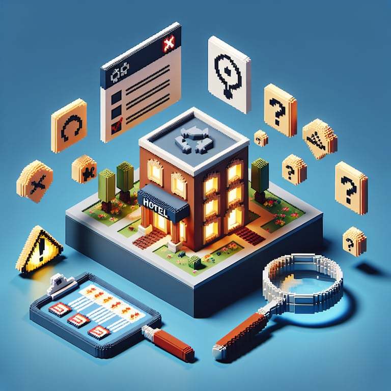 Artistic 3D voxel representing an online hotel satisfaction feedback module