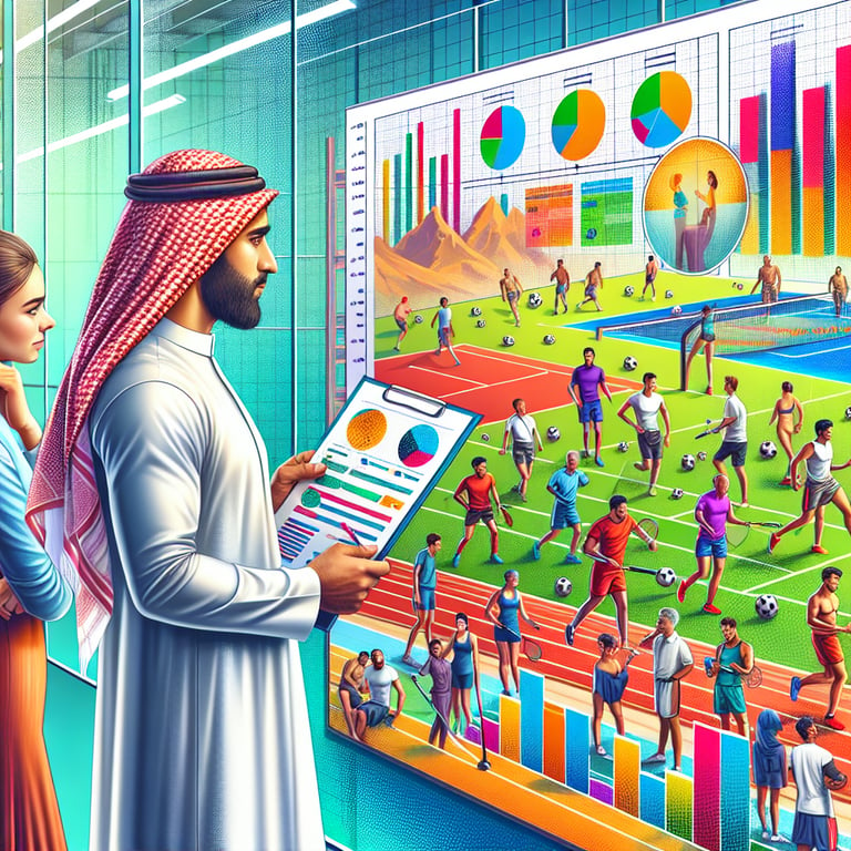 Illustration showcasing the concept of maximizing Sports Club's potential through survey questions.