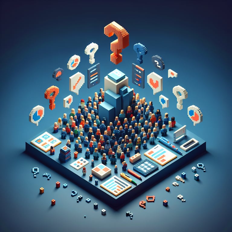 Artistic 3D voxel symbolizing attitudinal survey questions