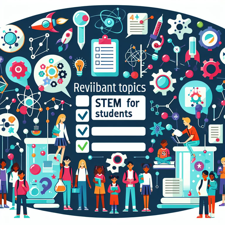 Illustration of various topics for a STEM for Students survey