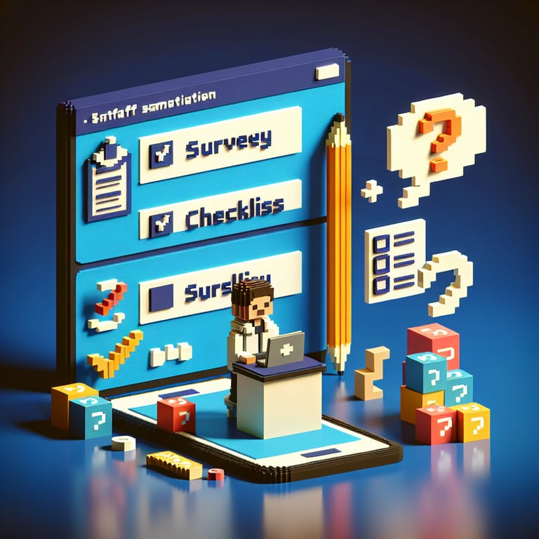 Artistic 3D voxel depicting employee engagement graphs