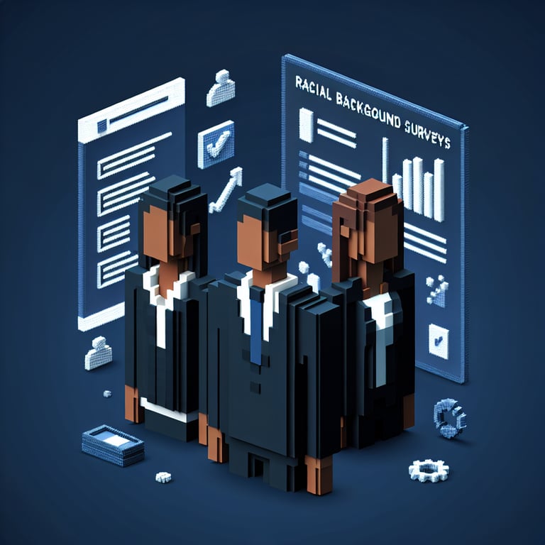 Artistic 3D voxel illustration of a heritage survey interface