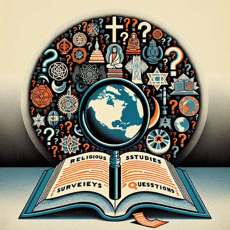 Illustration representing the exploration of relevant topics through Religious Studies survey questions.