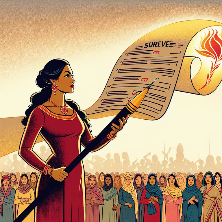 Illustration depicting the concept of Women Empowerment survey questions.