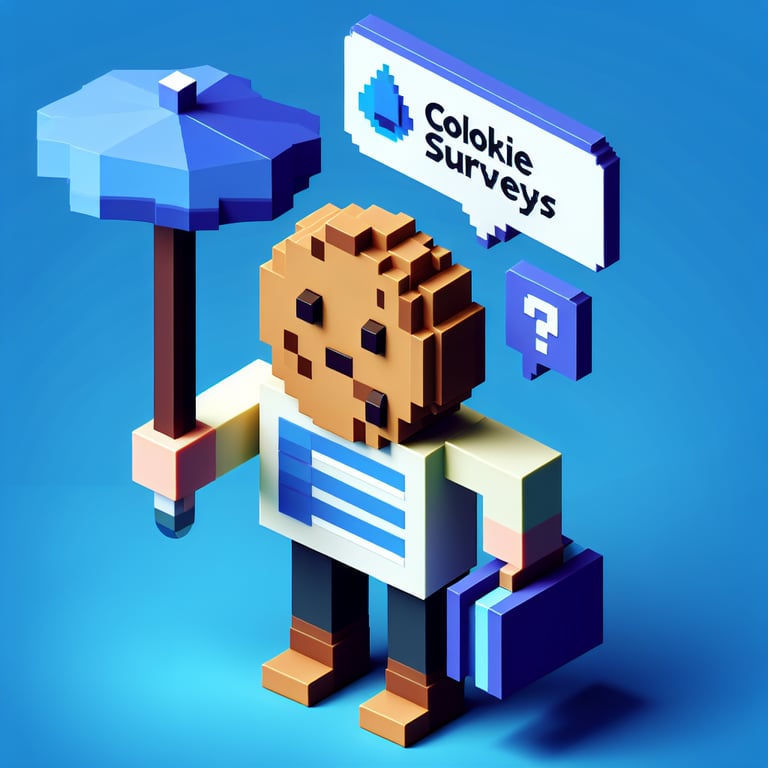 Artistic 3D voxel of an interactive cookie consent poll