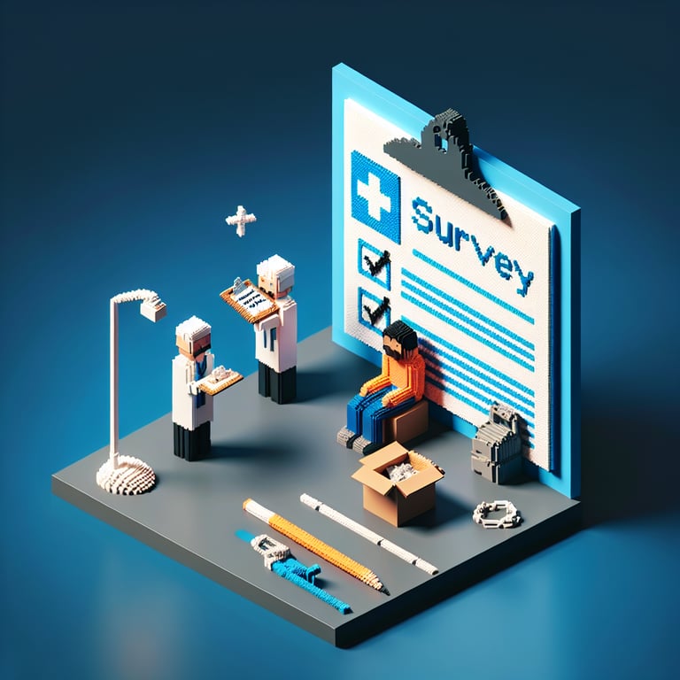Artistic 3D voxel model of Boston homeless healthcare survey interface