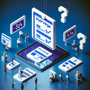 3D voxel art depicting online surveys with a dark blue background, no text or branded content.