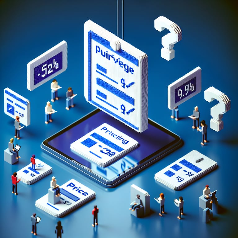 3D voxel art depicting online surveys with a dark blue background, no text or branded content.