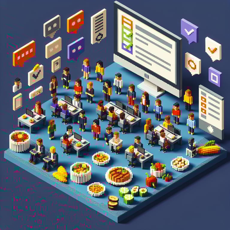 Artistic 3D voxel of taste evaluation and hygiene feedback poll