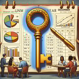 Illustration representing the concept of unlocking insights with strategic End of Year survey questions.