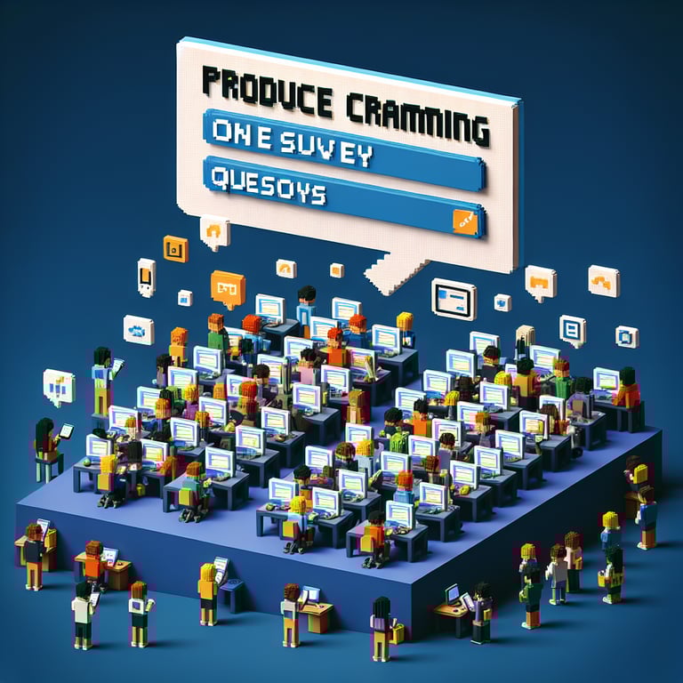 3D voxel art showing urgent exam prep questionnaire embodying cramming survey insights