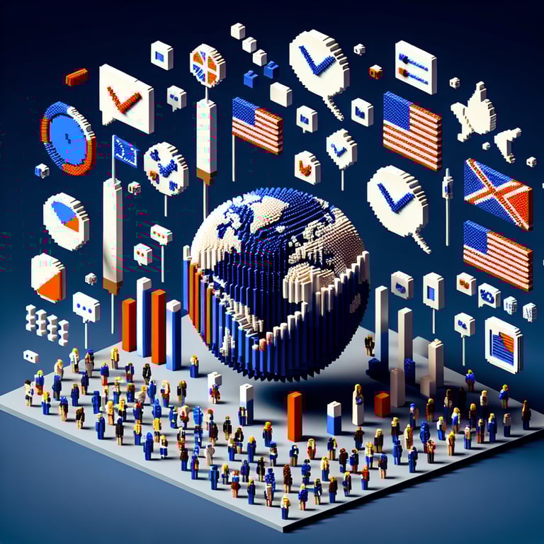 Artistic 3D voxel rendering of national identity survey