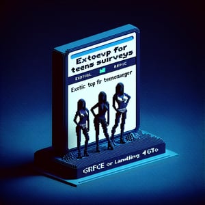 3D voxel art of online survey elements on a dark blue background, representing exotic top for teens survey.