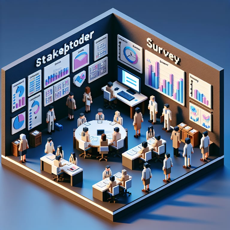 Illustration highlighting relevant topics for Stakeholder Survey survey questions.