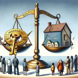 Conceptual illustration of key considerations and expected outcomes in household survey questions.