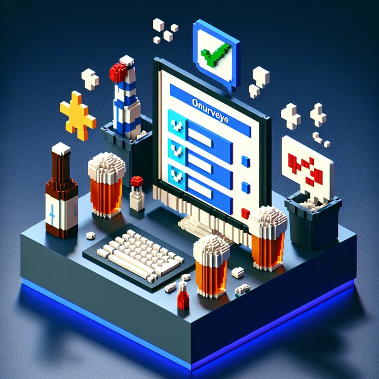 Artistic 3D voxel showcasing binge drinking survey design