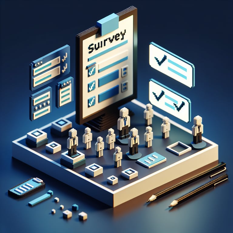 Artistic 3D voxel grid illustrating chip survey feedback
