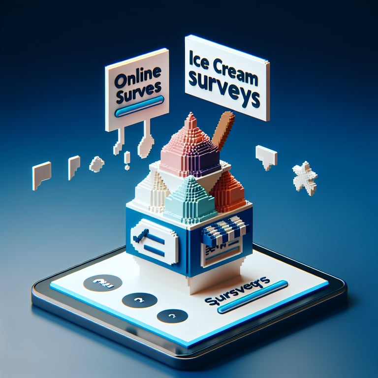 Artistic 3D voxel of ice cream flavor survey interface