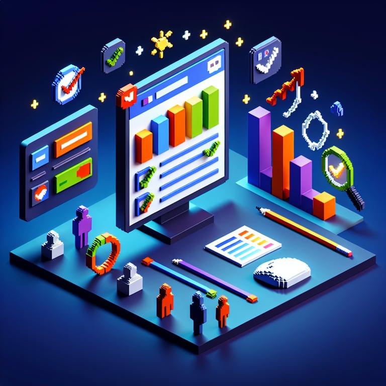 Artistic 3D voxel visualization of a digital marketing survey