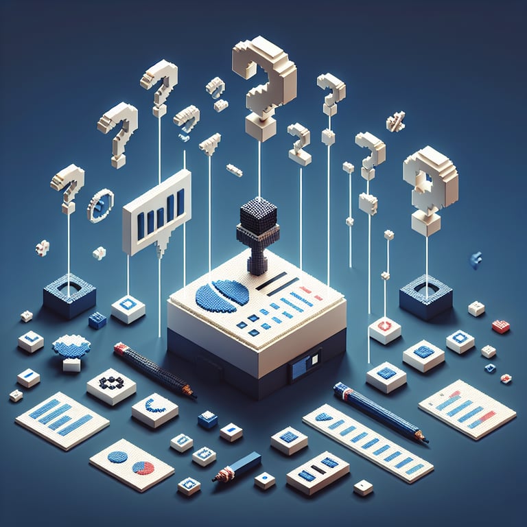 Artistic 3D voxel of an innovative workplace survey, symbolizing a great place to work PDF survey