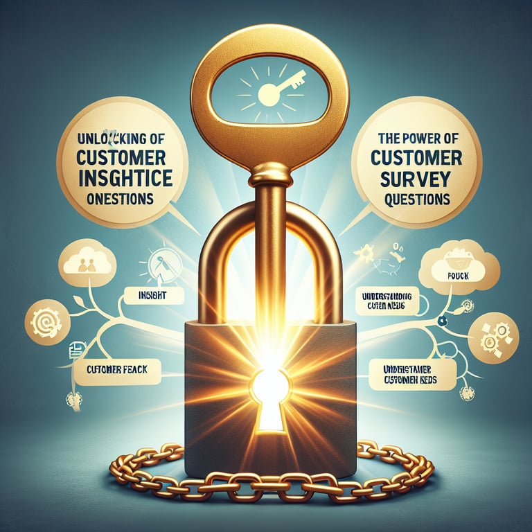 Illustration showing the unlocking of customer insight through Voice of Customer survey questions.