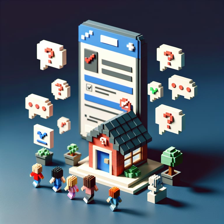 Colorful 3D voxel art capturing the fun of engaging kid survey questions