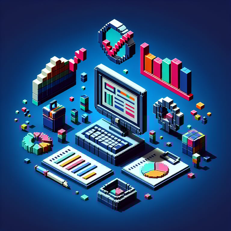 Artistic 3D voxel chart representing a survey sample distribution