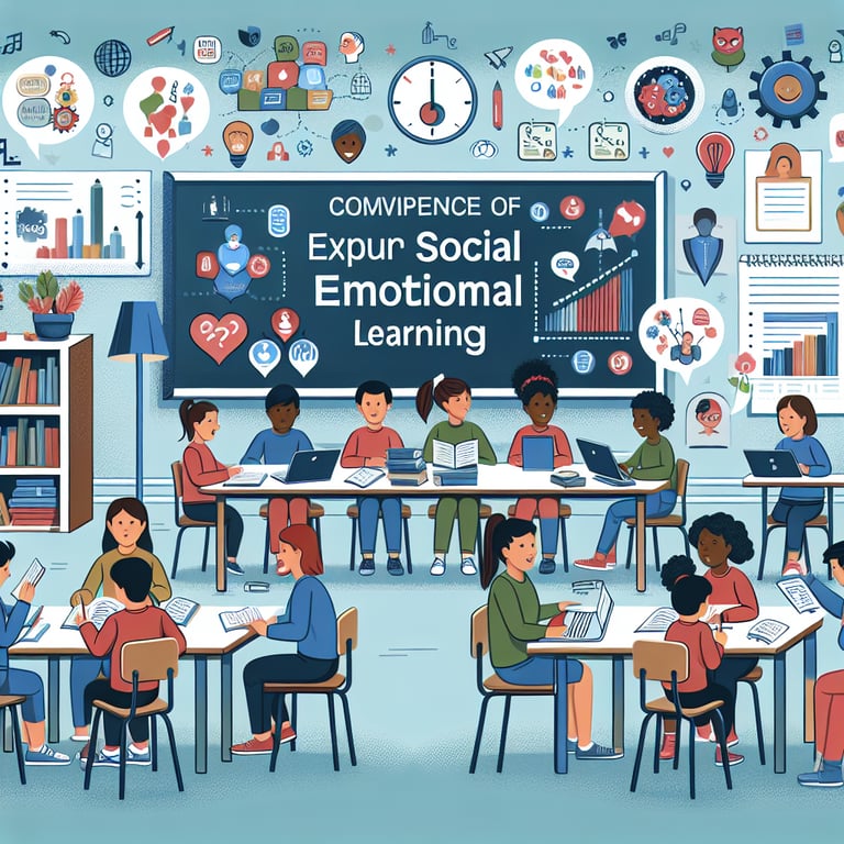 Infographic illustrating Social Emotional Learning survey questions and their relevance.