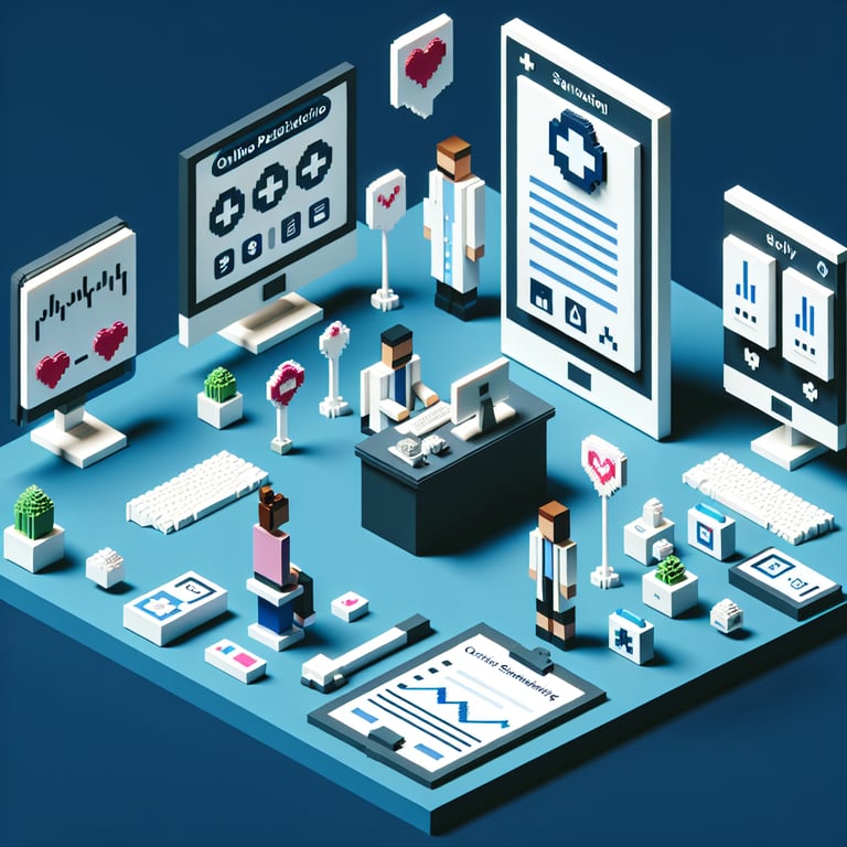 Artistic 3D voxel of healthcare satisfaction rating form