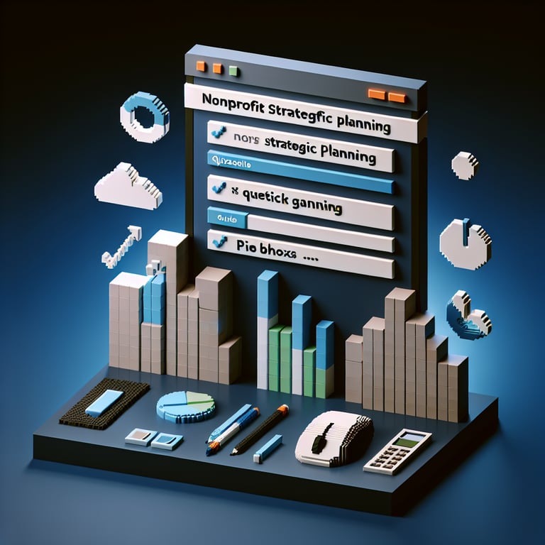 3D voxel art depicting online survey concept, ideal for nonprofit strategic planning pre-planning.