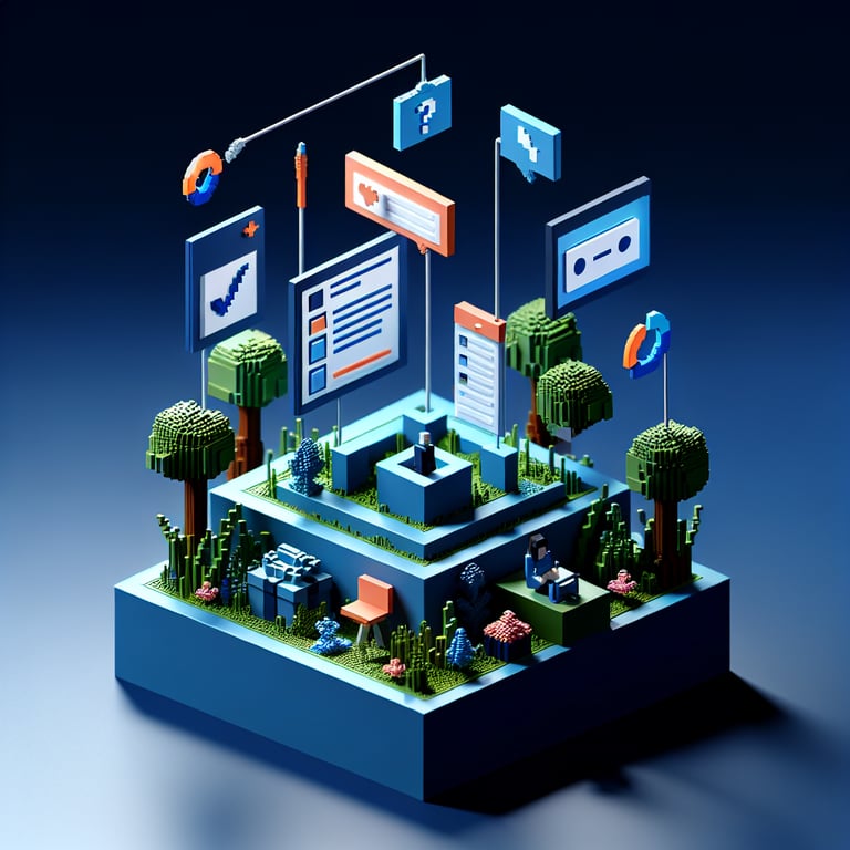 Artistic 3D voxel illustrating substructure survey precision