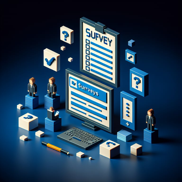 3D voxel icon visualizing participant feedback form in a training survey