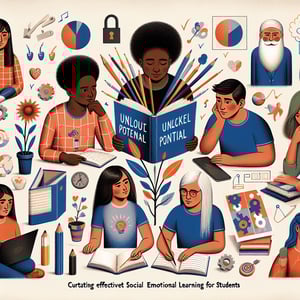 Illustration depicting the concept of curating effective Social Emotional Learning for Students survey questions.
