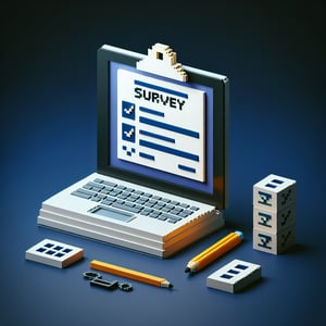 3D voxel art depicting online surveys, symbolizing intrusive questions in American community surveys.