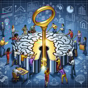 Illustration depicting the concept of unlocking team potential through Team Member Engagement survey questions.
