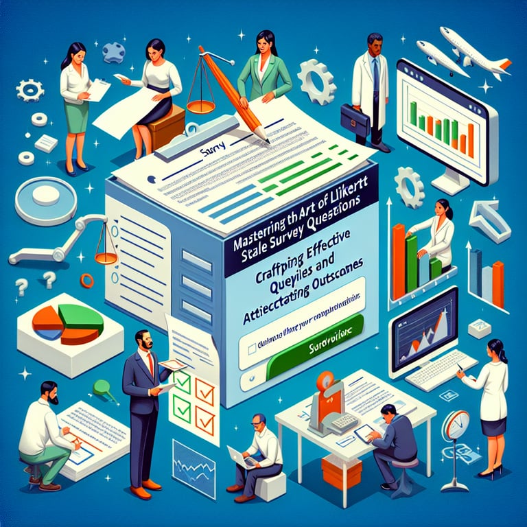 Illustration demonstrating the crafting of effective Likert Scale Survey questions and anticipating outcomes.