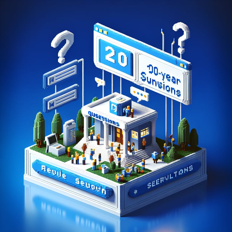 3D voxel art depicting online surveys concept, with a dark blue background, for 20-year prereunion.