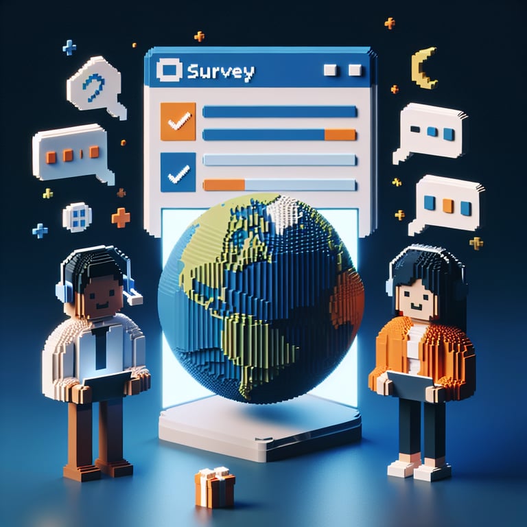 Artistic 3D voxel art of multilingual feedback integration