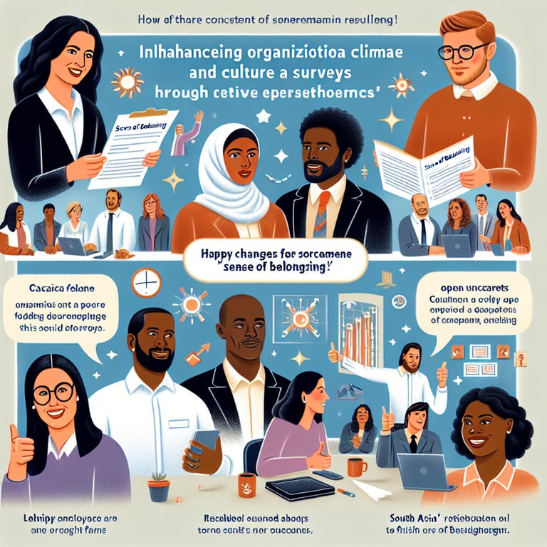 Graphical representation of Sense of Belonging survey questions aimed at enhancing organizational climate and culture.